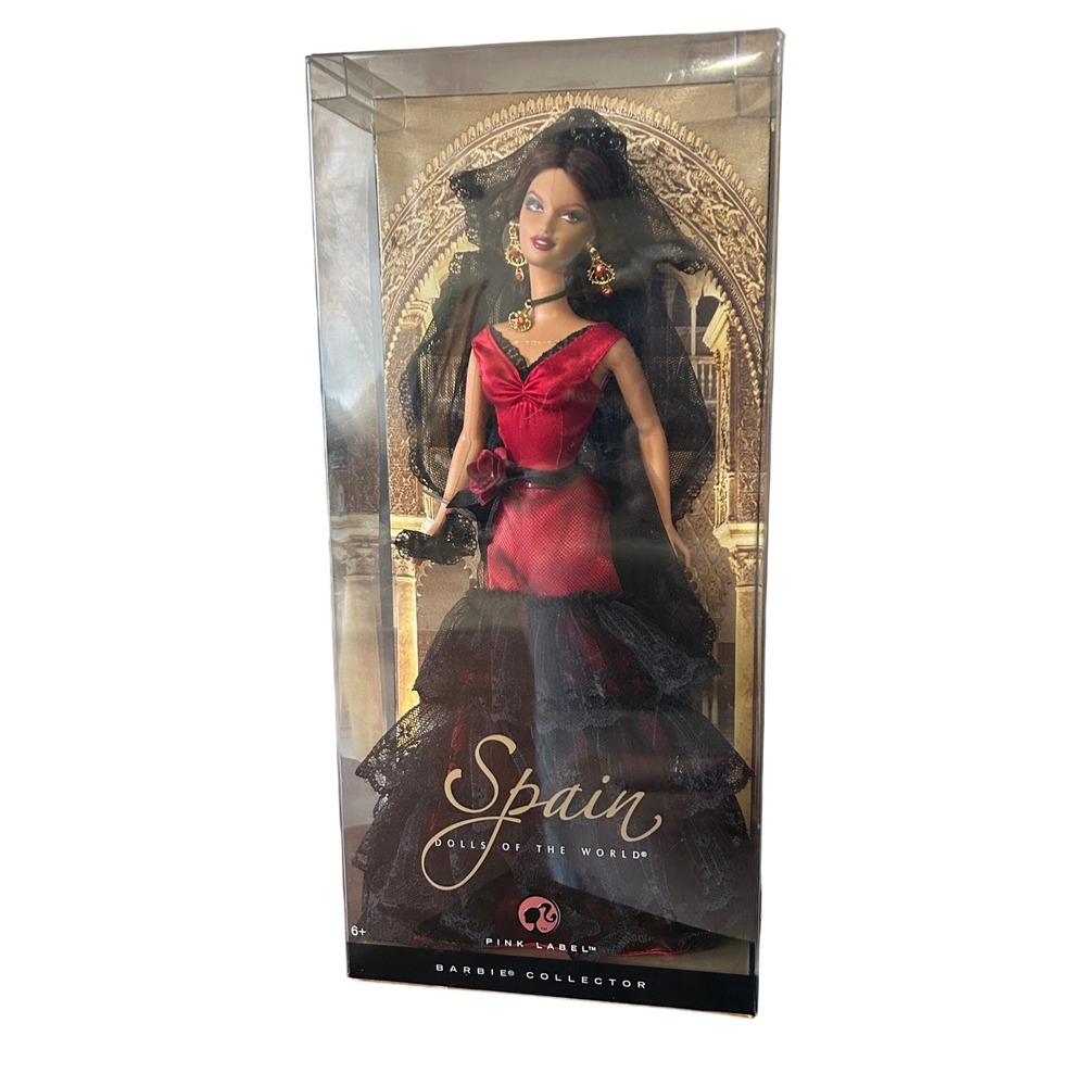 Barbie Spain Dolls of the World Pink Label Red Black Flamenco Dress NIB